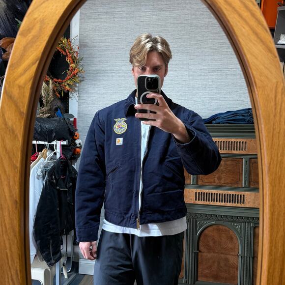 Vintage Carhartt Navy Blue FFA Detroit Jacket L - Picture 8 of 8